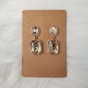 Last Pair | Taupe Sparkling Stone Dangle Earrings